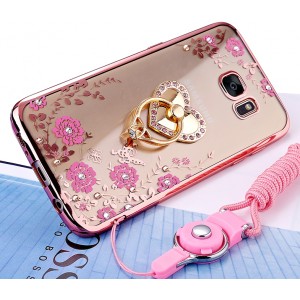 Funda Samsung Galaxy S7 Edge con Zircones brillante Carcasa elegante con cord&oacute;n 